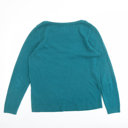 Maine Womens Blue Round Neck Acrylic Pullover Jumper Size 14
