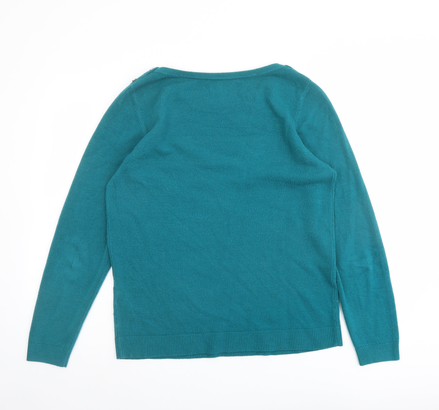 Maine Womens Blue Round Neck Acrylic Pullover Jumper Size 14