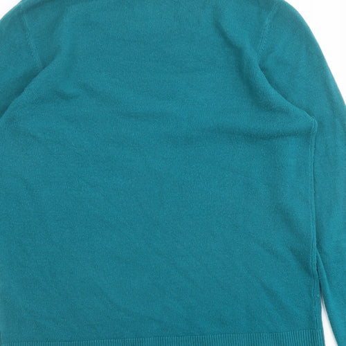 Maine Womens Blue Round Neck Acrylic Pullover Jumper Size 14