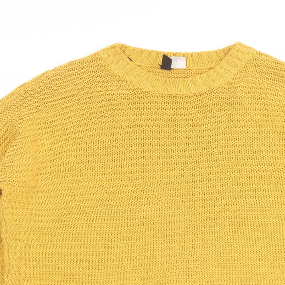H&M Womens Yellow Round Neck Acrylic Pullover Jumper Size S