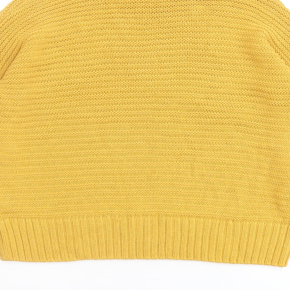 H&M Womens Yellow Round Neck Acrylic Pullover Jumper Size S