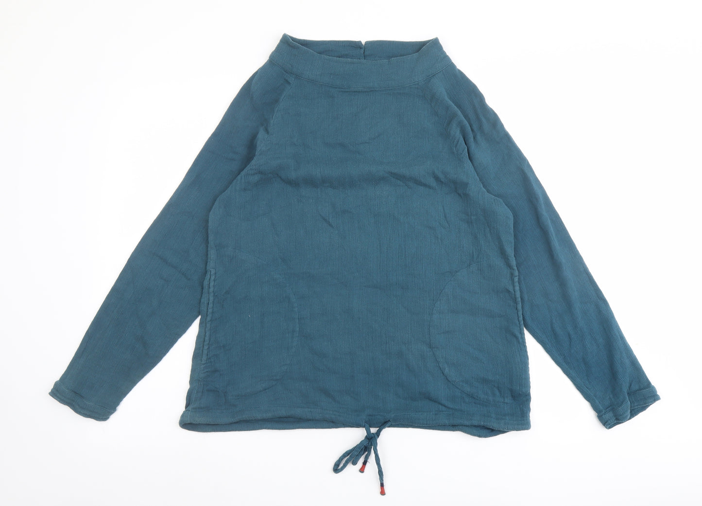 White Stuff Womens Green Cotton Basic Blouse Size 10 Round Neck