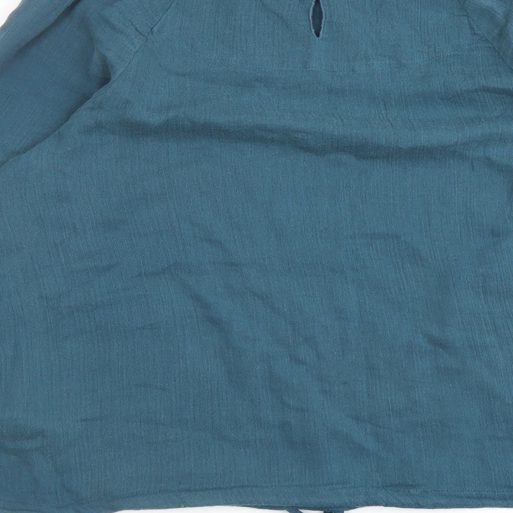 White Stuff Womens Green Cotton Basic Blouse Size 10 Round Neck