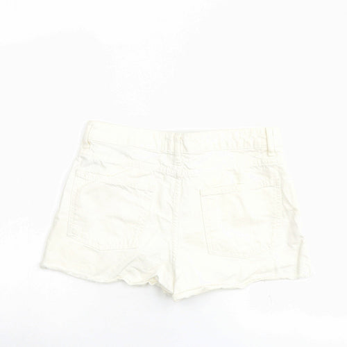 Zara Womens Ivory Cotton Hot Pants Shorts Size 8 L3 in Regular Button