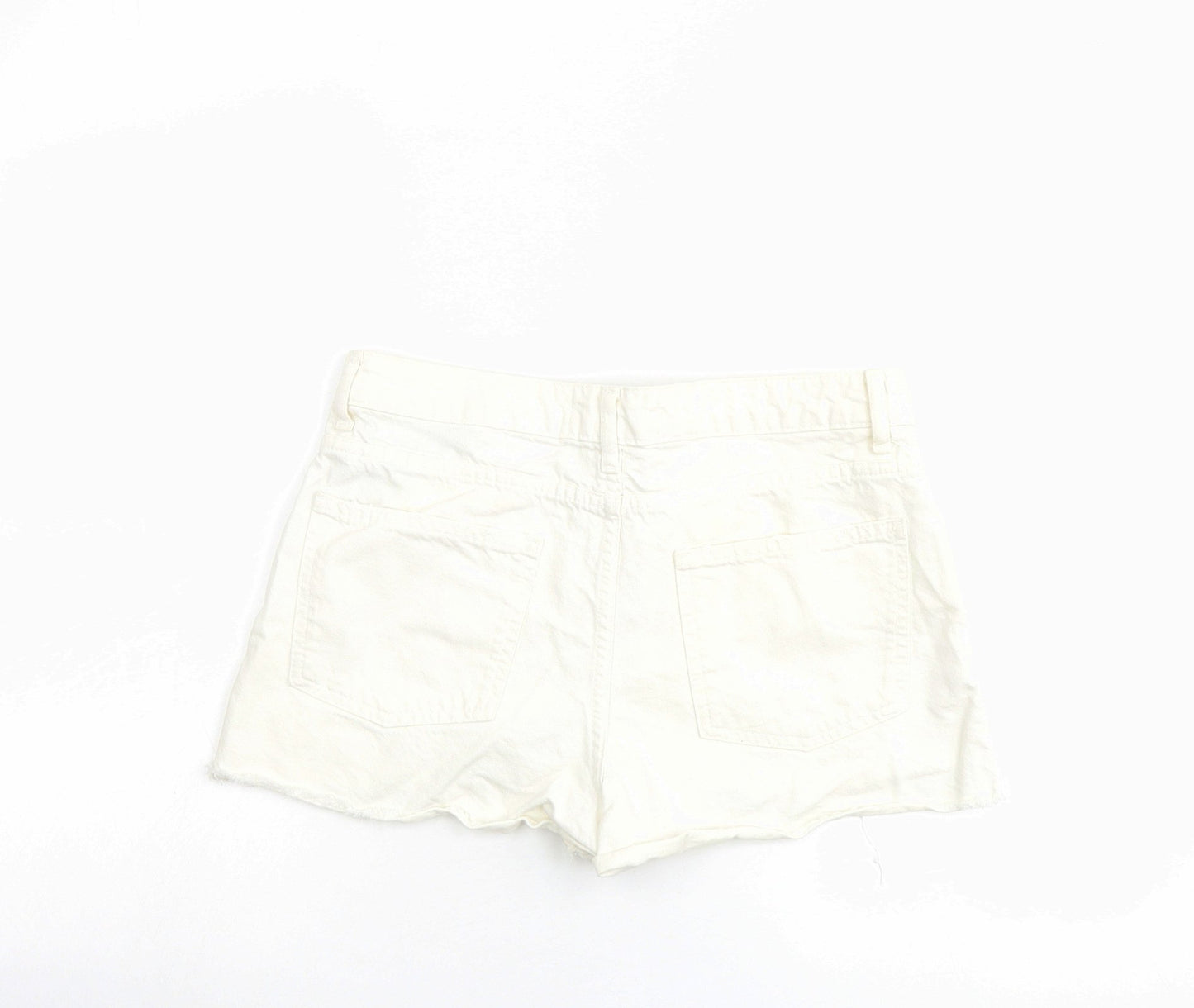 Zara Womens Ivory Cotton Hot Pants Shorts Size 8 L3 in Regular Button