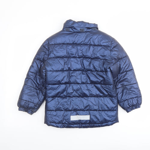 H&M Girls Blue Puffer Jacket Coat Size 6-7 Years Zip