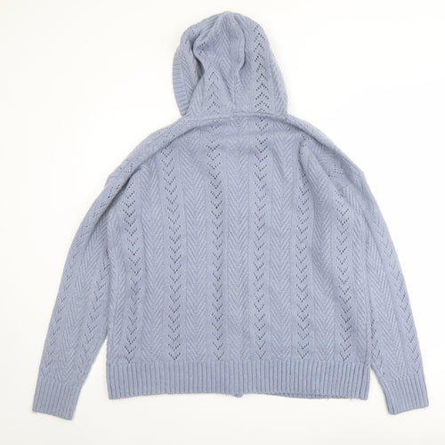 Fat Face Womens Blue V-Neck Nylon Cardigan Jumper Size 16