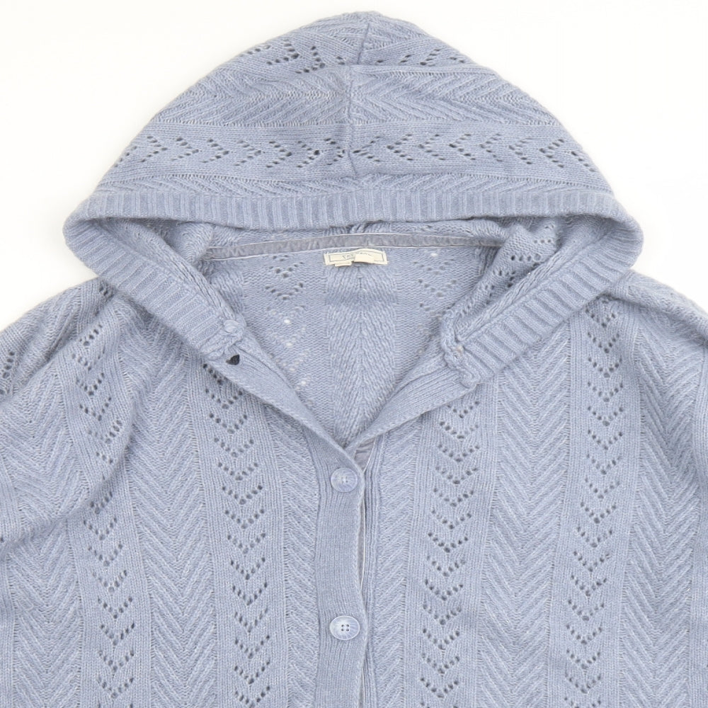 Fat Face Womens Blue V-Neck Nylon Cardigan Jumper Size 16