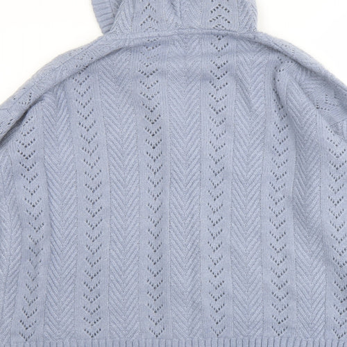 Fat Face Womens Blue V-Neck Nylon Cardigan Jumper Size 16