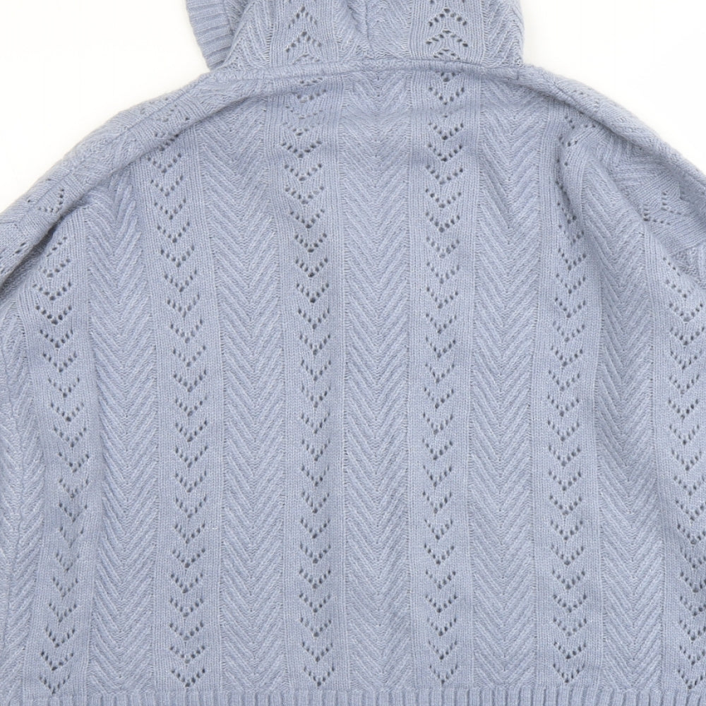 Fat Face Womens Blue V-Neck Nylon Cardigan Jumper Size 16