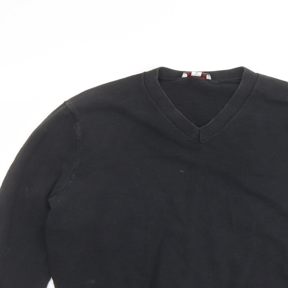 Gap Mens Black V-Neck Cotton Pullover Jumper Size M Long Sleeve