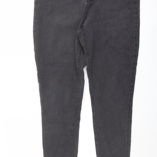 Autograph Womens Grey Cotton Skinny Jeans Size 14 L27 in Regular Button