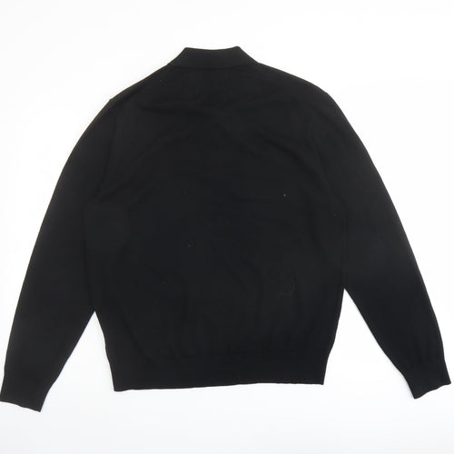 Autograph Mens Black Collared Wool Pullover Jumper Size L Long Sleeve