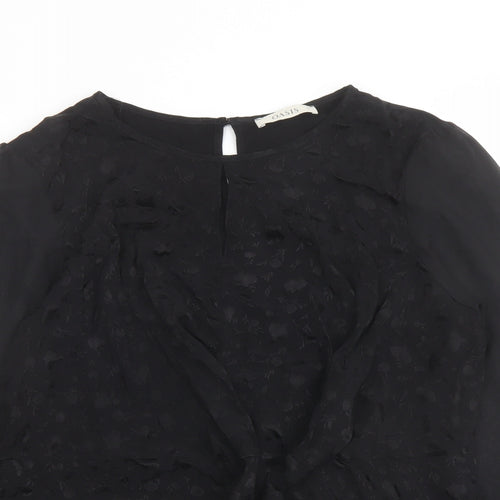 Oasis Womens Black Viscose Basic Blouse Size L Round Neck