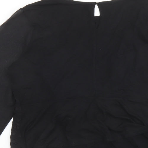 Oasis Womens Black Viscose Basic Blouse Size L Round Neck