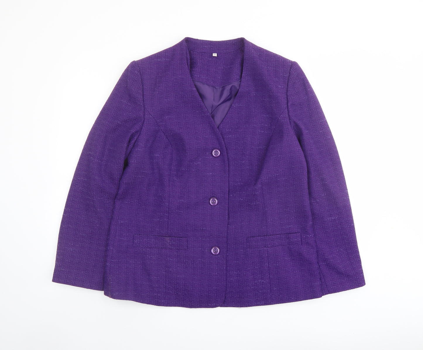 EWM Womens Purple Jacket Blazer Size 14 Button