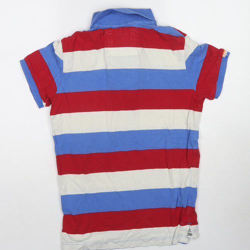Superdry Mens Multicoloured Striped Cotton Polo Size M Collared Pullover