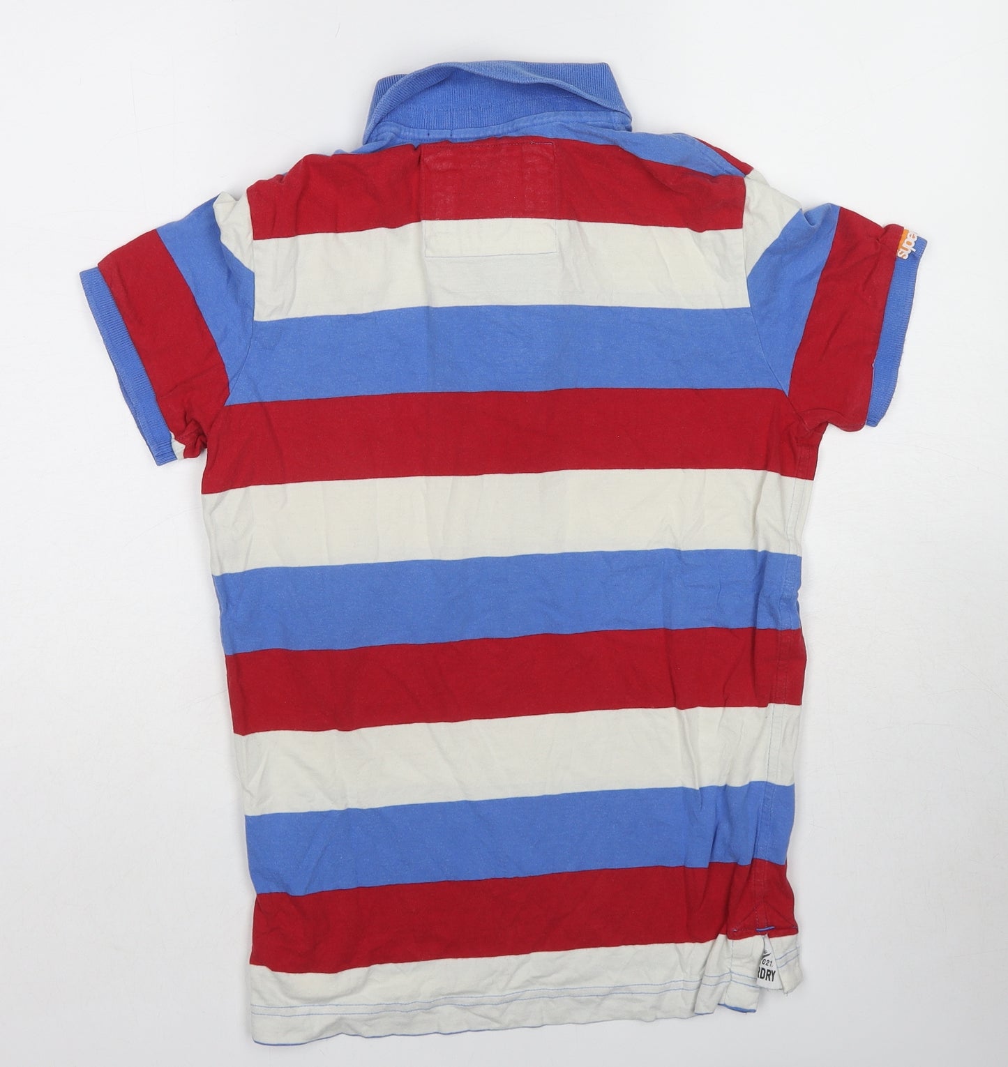 Superdry Mens Multicoloured Striped Cotton Polo Size M Collared Pullover