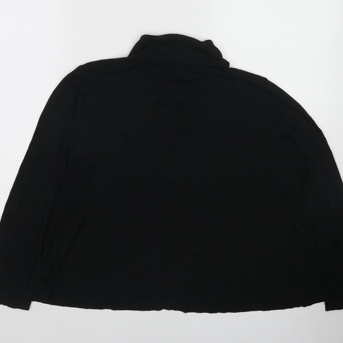 Marks and Spencer Womens Black Cotton Basic T-Shirt Size 16 Roll Neck