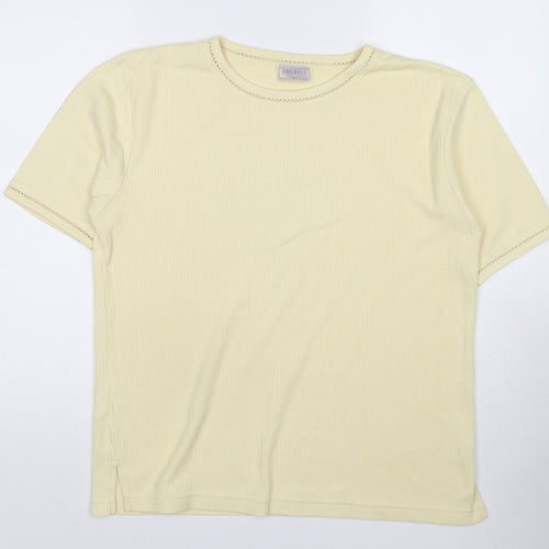 Mackays Womens Yellow Cotton Basic T-Shirt Size S Crew Neck