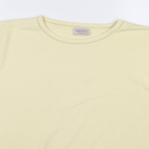 Mackays Womens Yellow Cotton Basic T-Shirt Size S Crew Neck