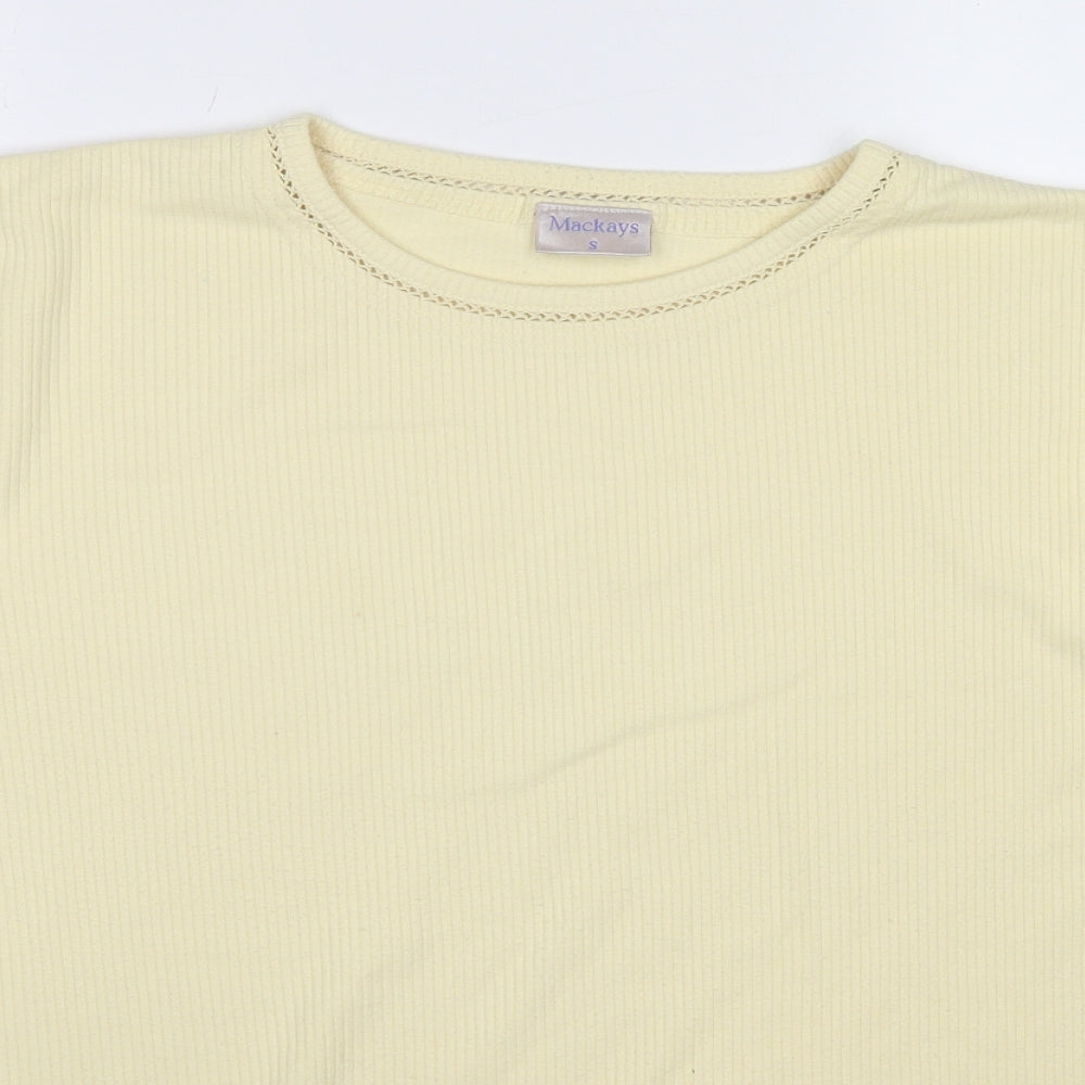 Mackays Womens Yellow Cotton Basic T-Shirt Size S Crew Neck