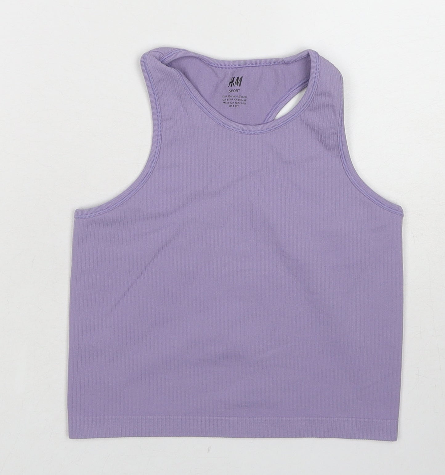 H&M Girls Purple Polyamide Basic Tank Size 8-9 Years Round Neck Pullover - 8-10 Years