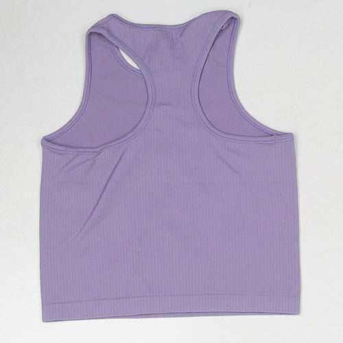 H&M Girls Purple Polyamide Basic Tank Size 8-9 Years Round Neck Pullover - 8-10 Years