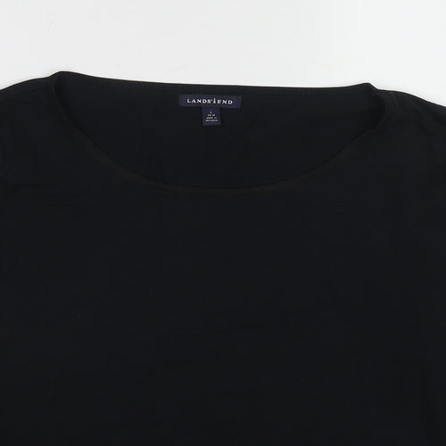 Lands' End Womens Black Cotton Basic T-Shirt Size L Boat Neck