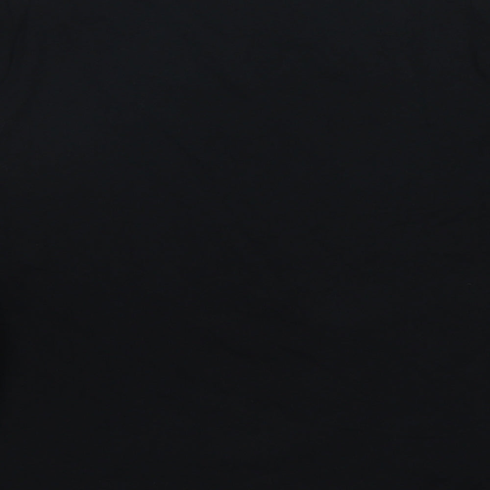 Lands' End Womens Black Cotton Basic T-Shirt Size L Boat Neck