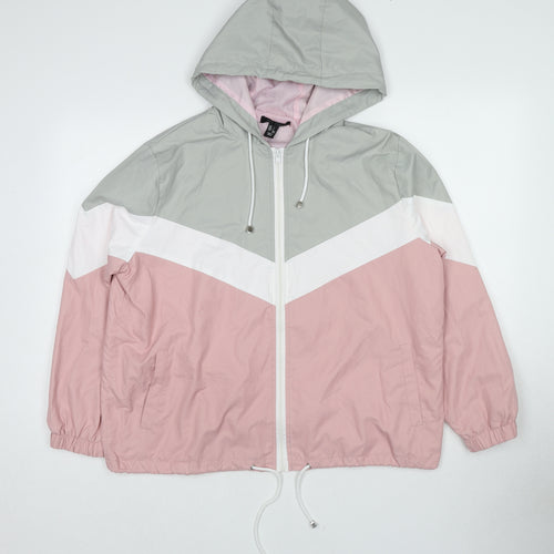 New Look Womens Pink Geometric Jacket Size L Zip