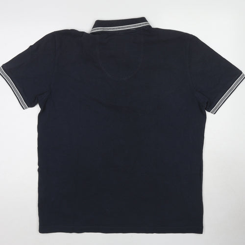 HUGO BOSS Mens Blue Cotton Polo Size XL Collared Pullover
