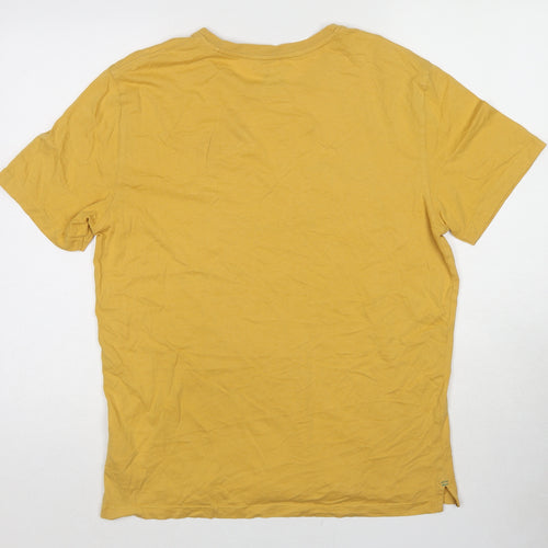 White Stuff Mens Yellow Cotton T-Shirt Size M Round Neck