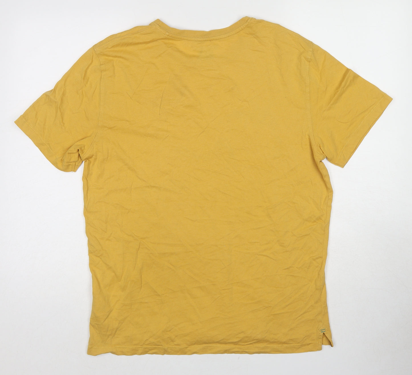 White Stuff Mens Yellow Cotton T-Shirt Size M Round Neck