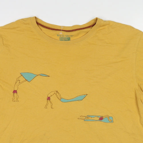 White Stuff Mens Yellow Cotton T-Shirt Size M Round Neck
