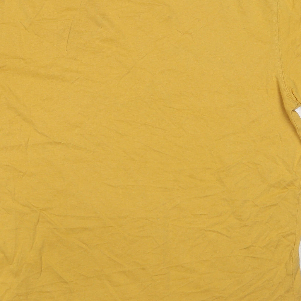 White Stuff Mens Yellow Cotton T-Shirt Size M Round Neck