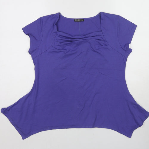 Ai Paradise Womens Purple Viscose Basic Blouse Size L Square Neck