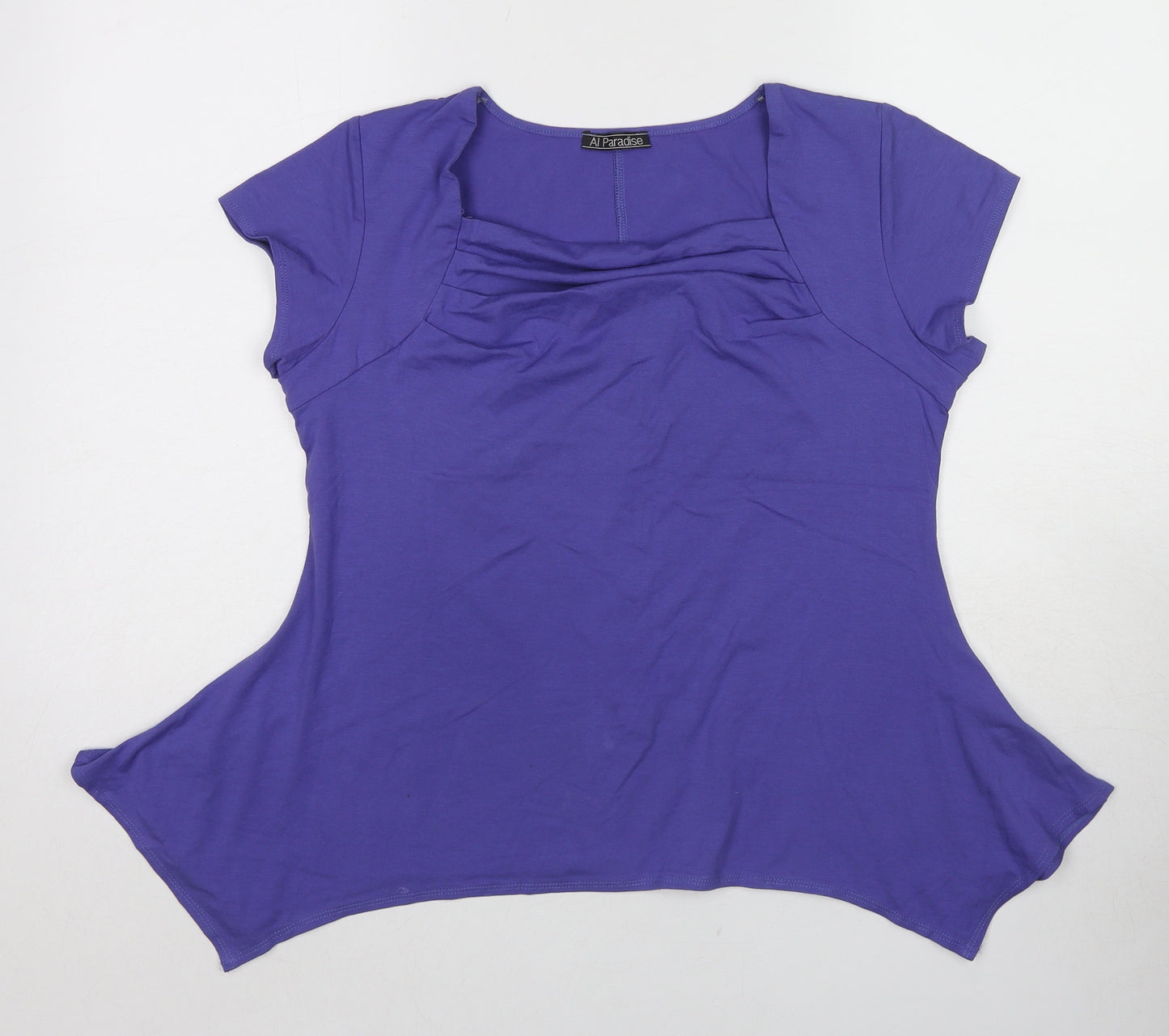 Ai Paradise Womens Purple Viscose Basic Blouse Size L Square Neck