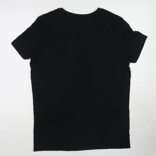 Marks and Spencer Womens Black Acrylic Basic T-Shirt Size L Round Neck