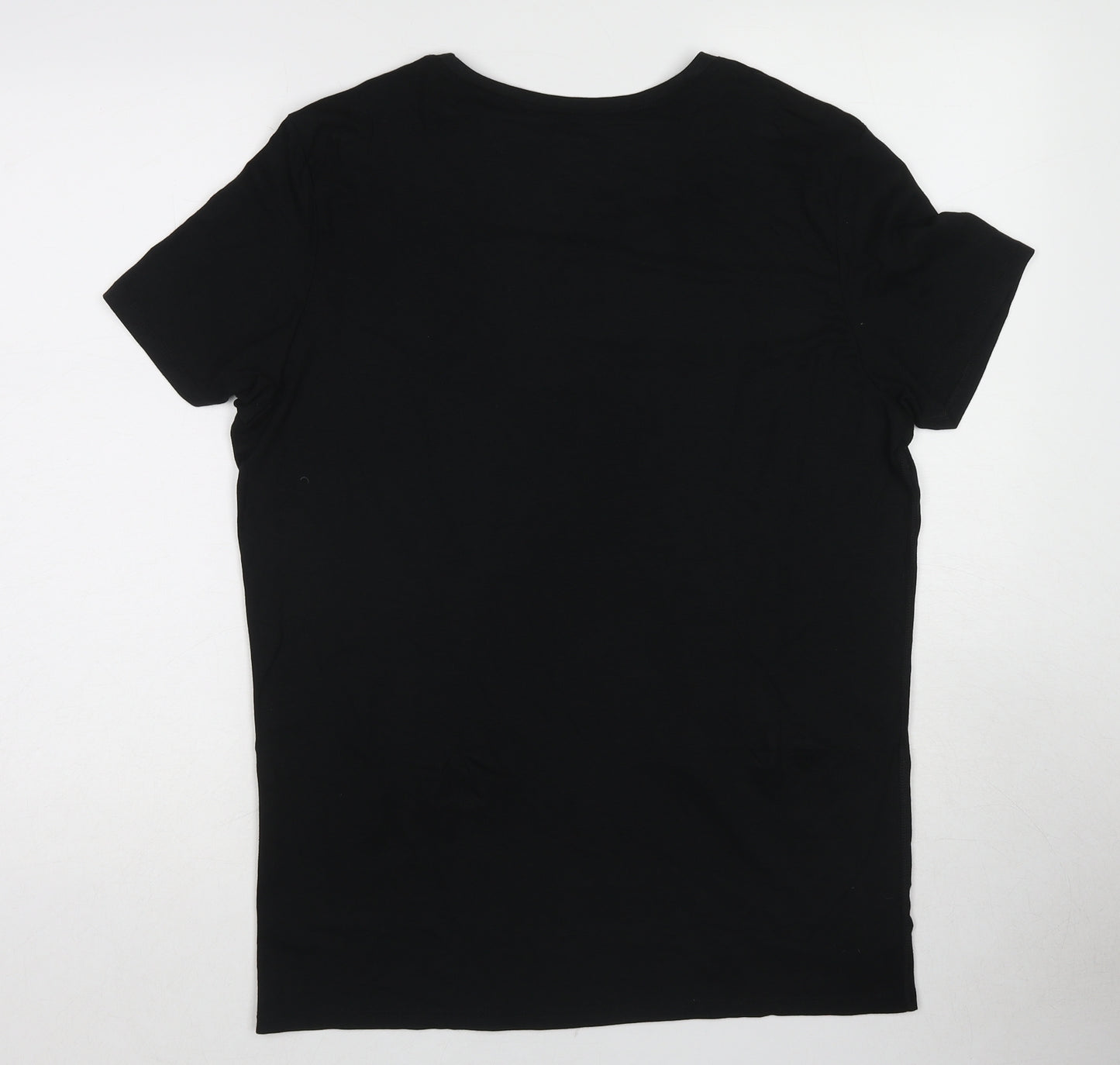 Marks and Spencer Womens Black Acrylic Basic T-Shirt Size L Round Neck