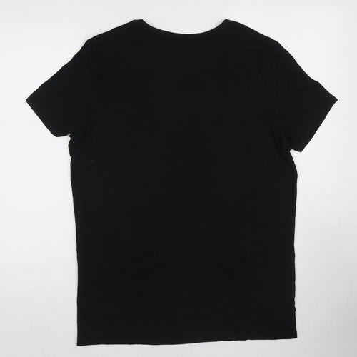 Marks and Spencer Womens Black Acrylic Basic T-Shirt Size L Round Neck