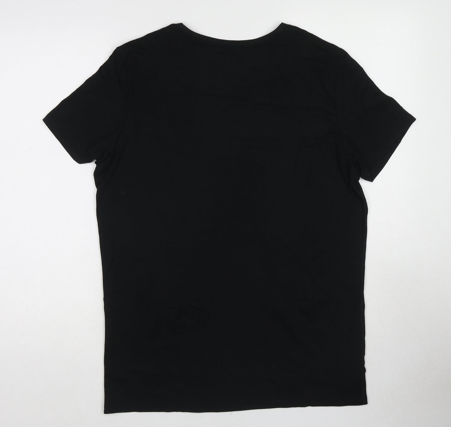 Marks and Spencer Womens Black Acrylic Basic T-Shirt Size L Round Neck