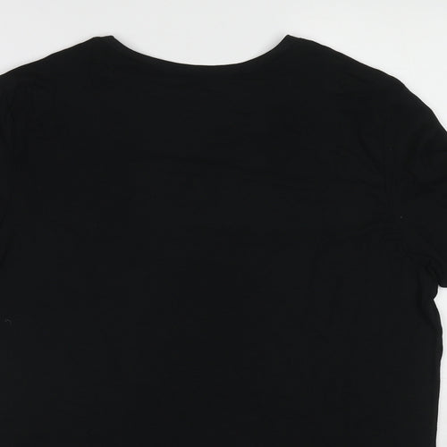 Marks and Spencer Womens Black Acrylic Basic T-Shirt Size L Round Neck