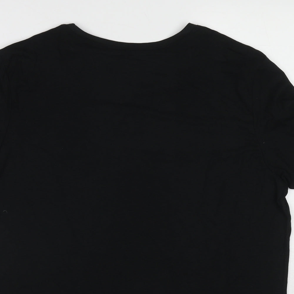Marks and Spencer Womens Black Acrylic Basic T-Shirt Size L Round Neck