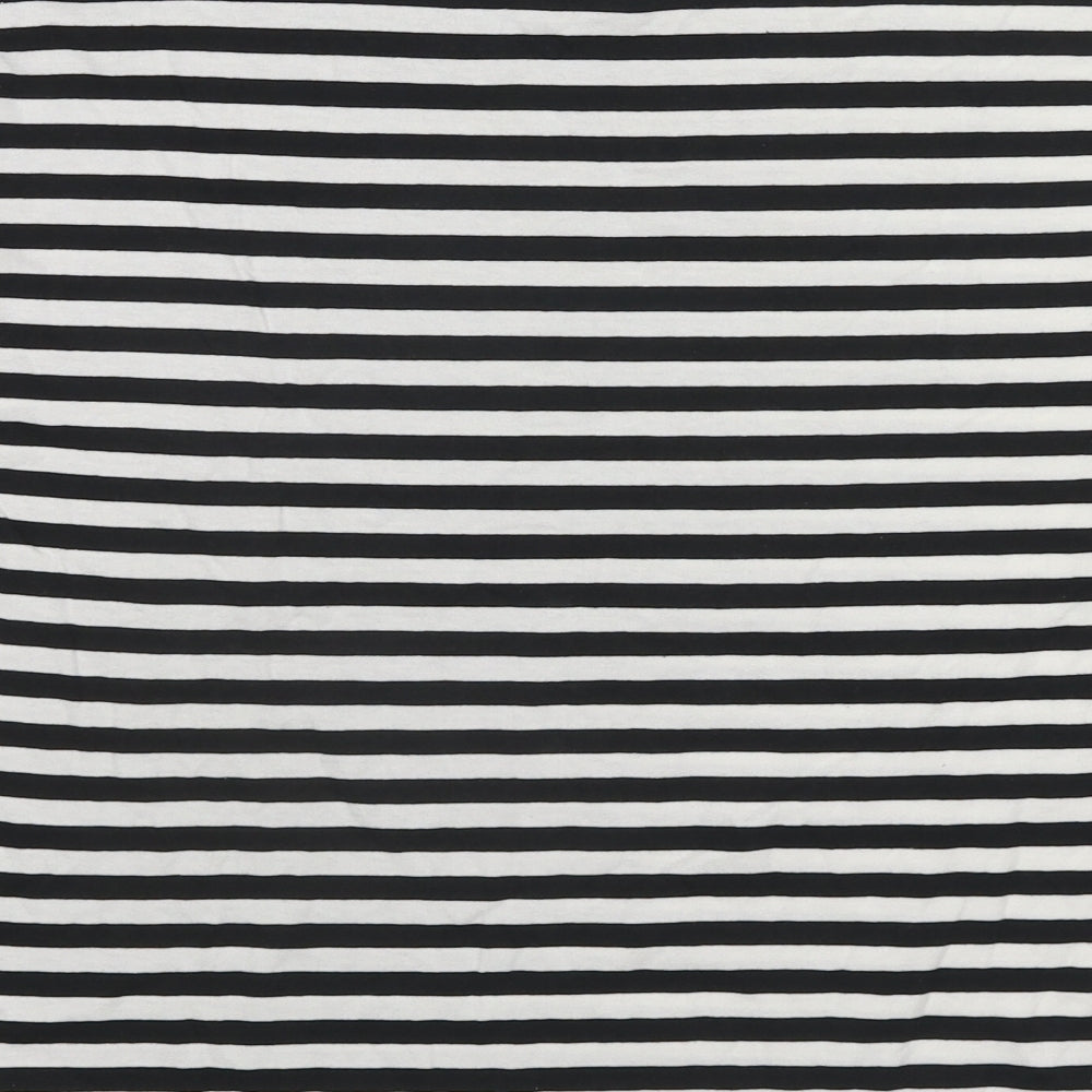 Zara Boys Black Striped Cotton Pullover T-Shirt Size 11-12 Years Round Neck Pullover