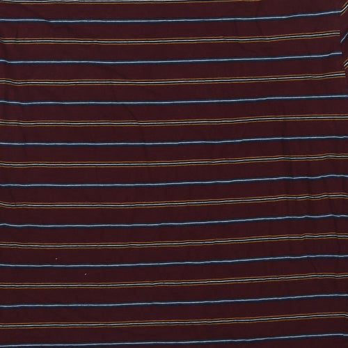 Marks and Spencer Womens Red Striped Cotton Basic T-Shirt Size M Round Neck
