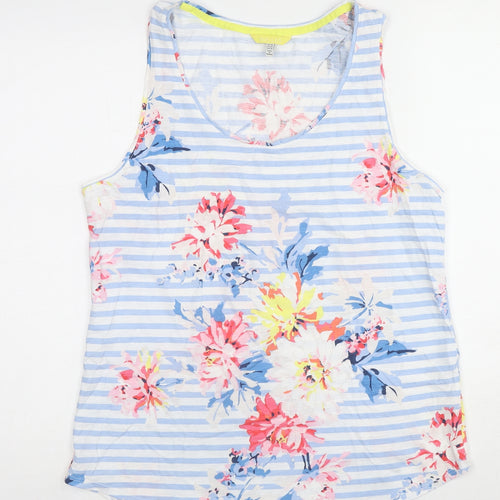 Joules Womens Blue Geometric Cotton Basic Tank Size 14 Round Neck