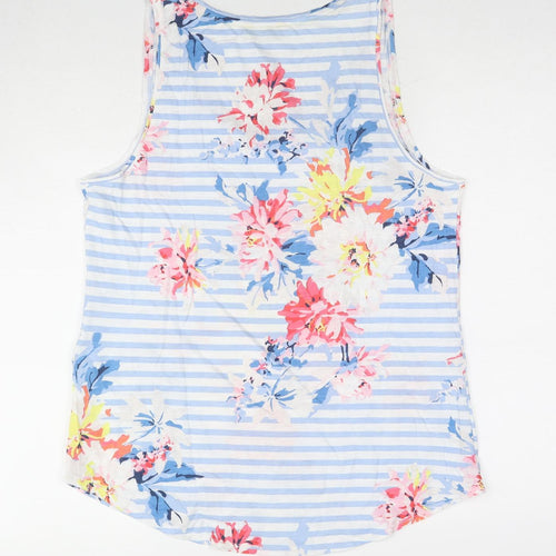 Joules Womens Blue Geometric Cotton Basic Tank Size 14 Round Neck