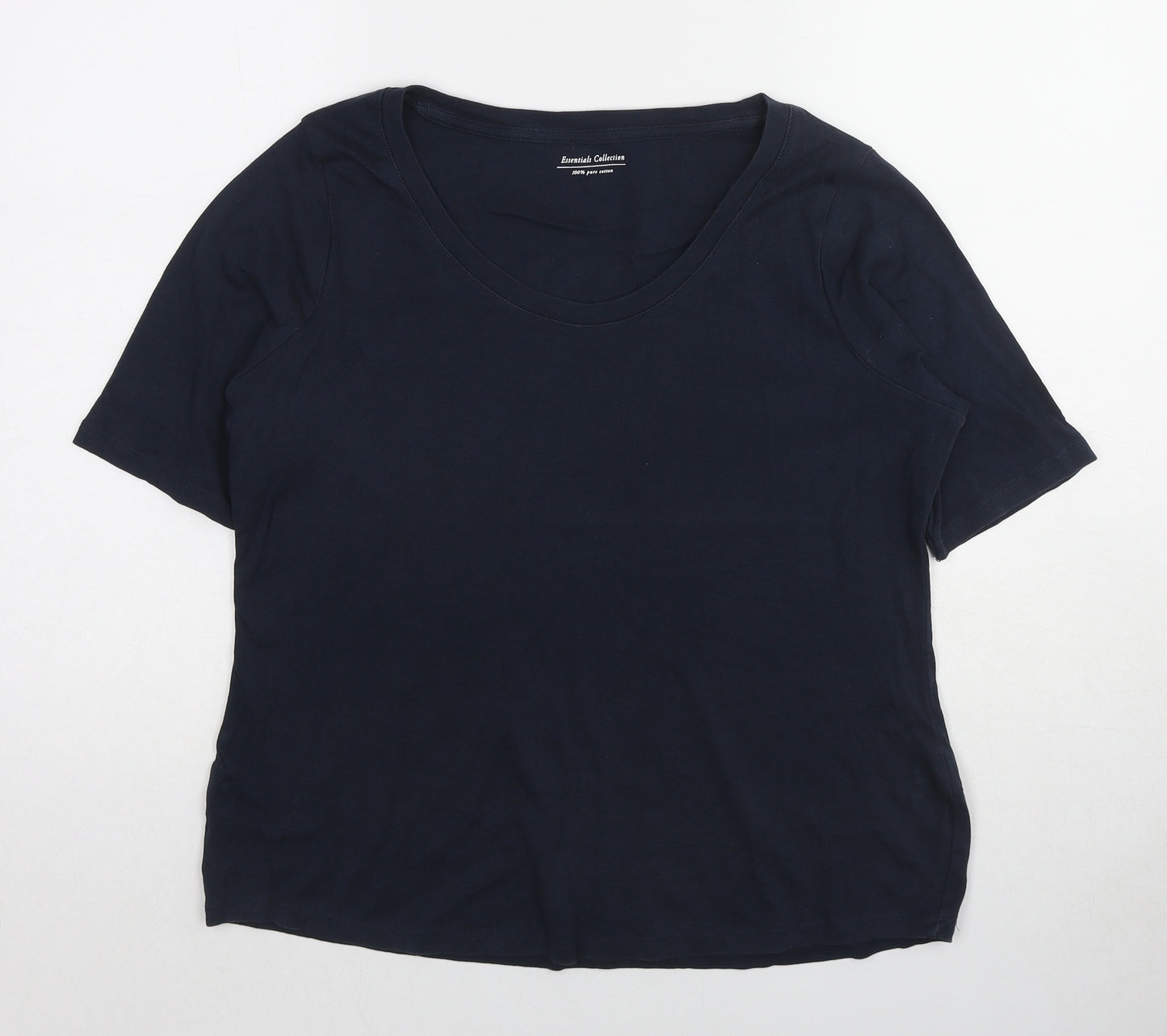 Marks and Spencer Womens Blue Cotton Basic T-Shirt Size 18 Scoop Neck