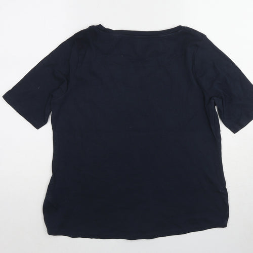 Marks and Spencer Womens Blue Cotton Basic T-Shirt Size 18 Scoop Neck